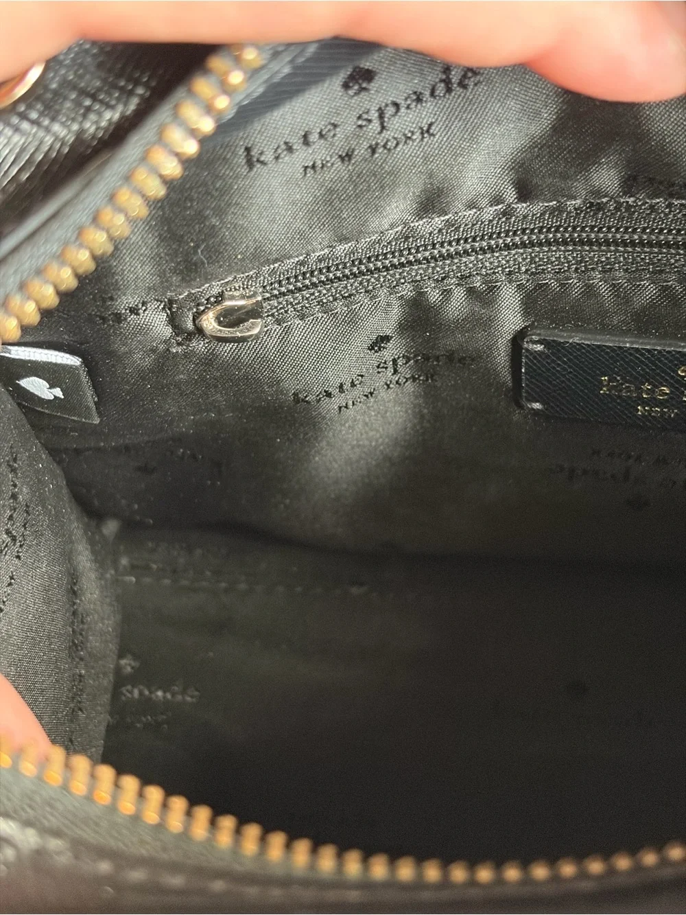 kate spade Black Saffiano Leather Mini Satchel with Gold Logo